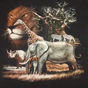 Anvil Men's Fred Bear Museum Gainsville FL Animal Print Graphic SS T Shirt XL